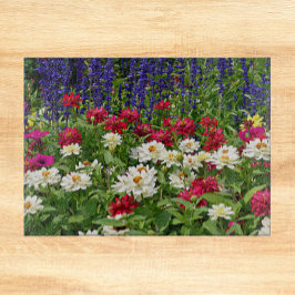 Tabla De Cortar Blue Salvia y Zinnia Garden Floral