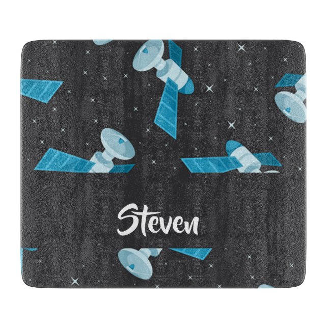 Tabla De Cortar Blue space satellite pattern (Anverso)