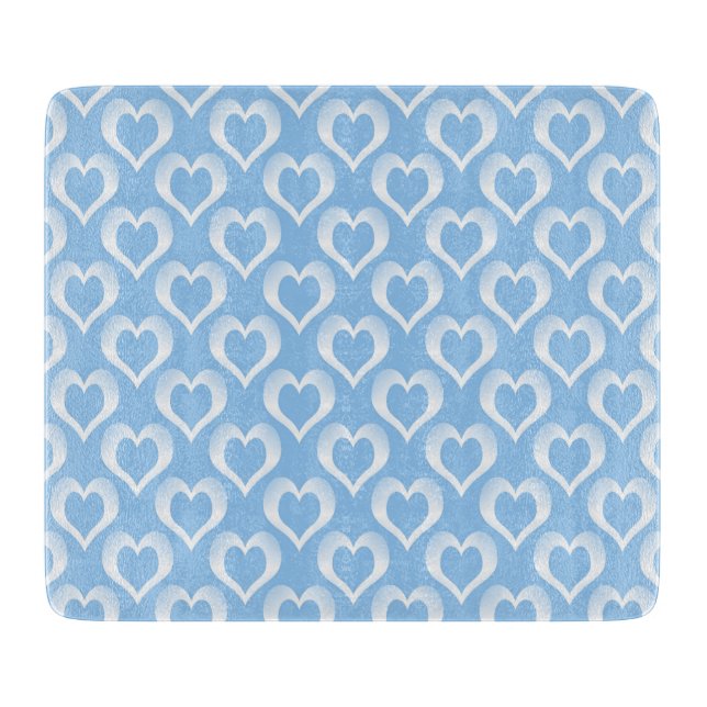 Tabla De Cortar Blue White Hearts Pattern (Anverso)