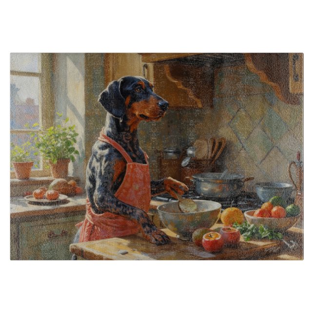 Tabla De Cortar Bluetick Coonhound Cooking in Kitchen (Anverso)