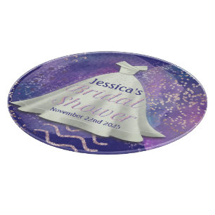 Tabla De Cortar Boda Bridal Shower Gown Purple & Rosa Gold Glam