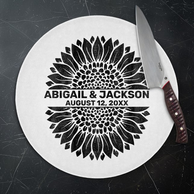 Tabla De Cortar Boda de Girasoles Nombre Personalizado y Fecha (Subido por el creador)