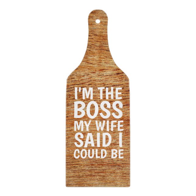 TABLA DE CORTAR BODA GIFT CUTTING BOARD PADDLE, SOY EL JEFE (Anverso)