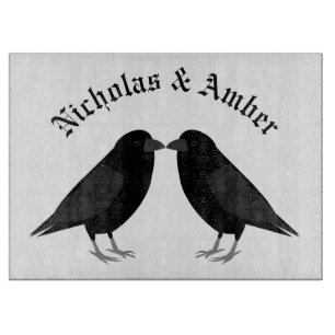 Tabla De Cortar Boda gótico Kissing Ravens Personalizado