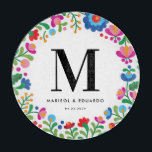 Tabla De Cortar Boda monogramada de color bordado mexicano<br><div class="desc">Inspirada en el colorido bordado de artesanos nativos mexicanos,  esta tabla de corte de vidrio es un regalo encantador para los recién casados que celebran su nuevo nombre familiar y fecha boda.</div>