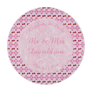 Tabla De Cortar Boda Primavera Rosa Flor de cerezo y cerezas