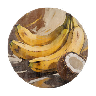Tabla De Cortar Bodegón de plátanos y coco