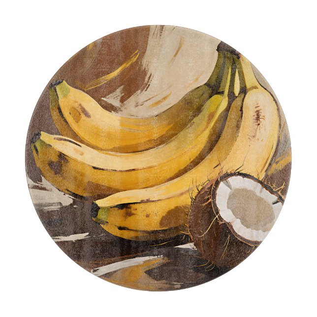 Tabla De Cortar Bodegón de plátanos y coco (Anverso)