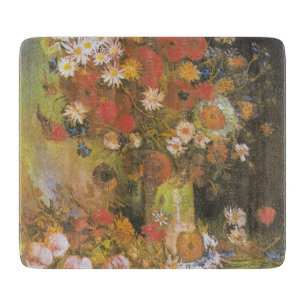 Tabla De Cortar Bodegón floral de Van Gogh Amapolas y Rosas rojas
