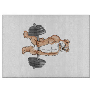 Tabla De Cortar Bodybuilder Bulldog inglés Weightlifbell