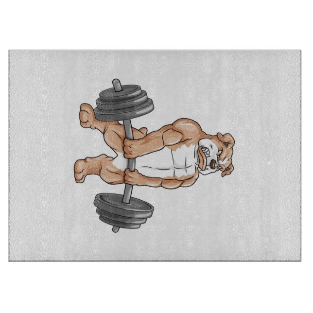 Tabla De Cortar Bodybuilder Bulldog inglés Weightlifbell (Anverso)