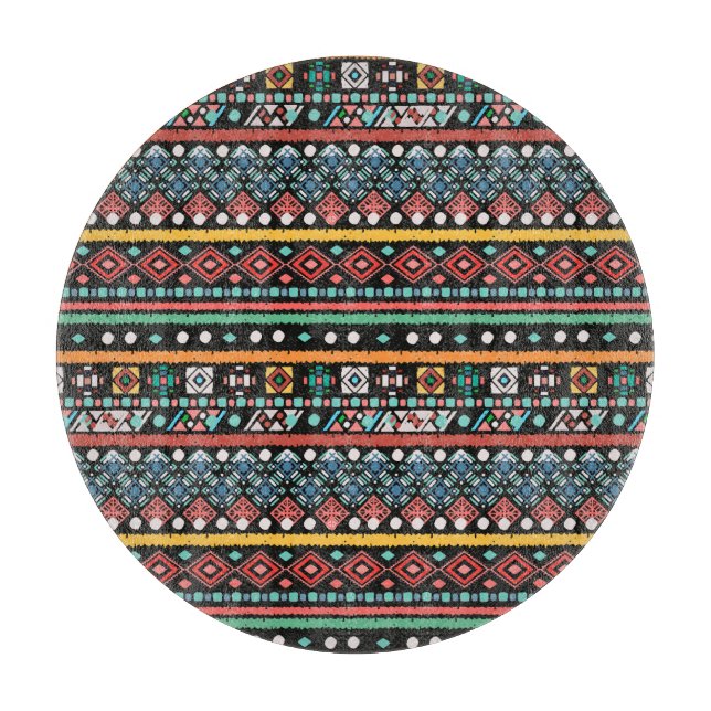 Tabla De Cortar Boho étnico: Impresión de píxeles geométricos (Anverso)