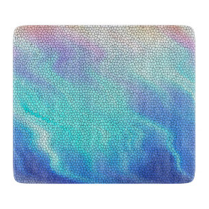 Tabla De Cortar Bonito Aqua Blue Purple Pastel Mosaic