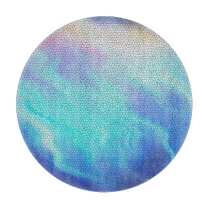 Tabla De Cortar Bonito Aqua Blue Purple Pastel Mosaic
