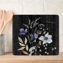 Tabla De Cortar Bonito monogramada Watercolor Azul Flor silvestre