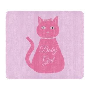 Tabla De Cortar Bonito Niña Rosa Personalizado Gato