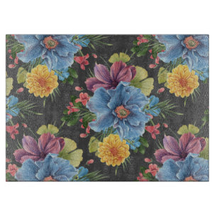 Tabla De Cortar Bonito Y Flor Oscura