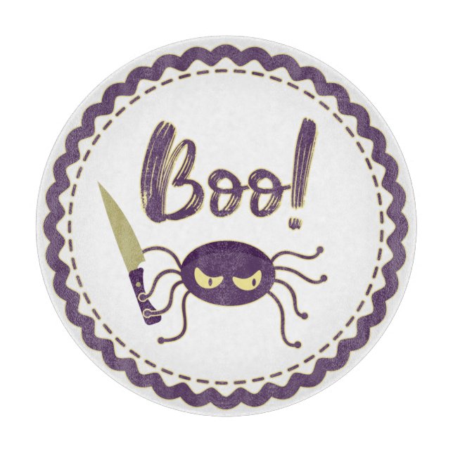 Tabla De Cortar Boo divertido personaje de araña de Halloween mano (Anverso)