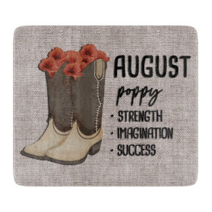 Tabla De Cortar Boots Florales Nacimiento Mes Flor/Agosto Poppy