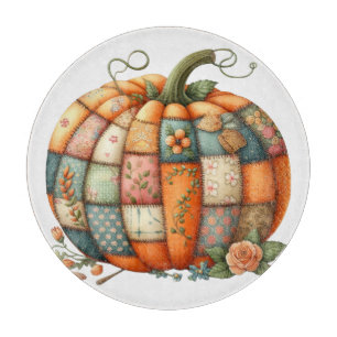 TABLA DE CORTAR BORDADO COLORIDO ASPECTO OTOÑO CALABAZA