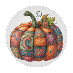 TABLA DE CORTAR BORDADO COLORIDO CON ESTILO DE CALABAZA DE OTOÑO