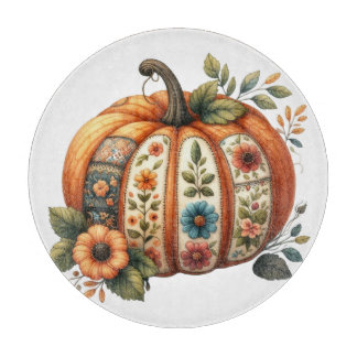 TABLA DE CORTAR BORDADO COLORIDO DE OTÑO CALABAZA