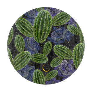 Tabla De Cortar Bordados Mexicanos: La Noche de Cactus Seamless.