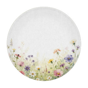 Tabla De Cortar Borde floral pastel de pradera de flores silvestre
