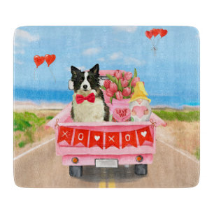 Tabla De Cortar Border Collie Perro Camión de corazones del día de