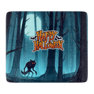 Tabla De Cortar bosque de hombre lobo de Halloween
