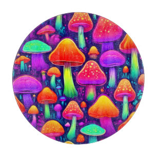 Tabla De Cortar Bosque de hongos Neon Glow