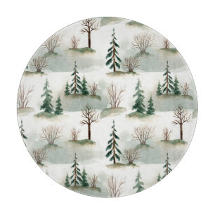 Tabla De Cortar Bosque de Invierno: desenfoque verde de mano
