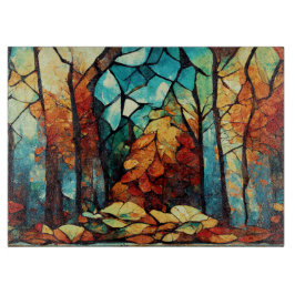 Tabla De Cortar Bosque de Otoño Mosaico Abstracto