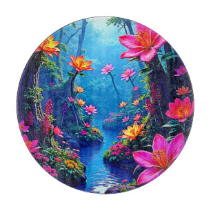 Tabla De Cortar Bosque Encantado Río Floración Arte