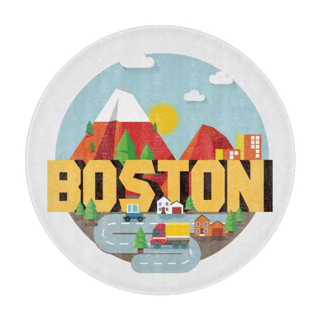 Tabla De Cortar Boston Como Destino (Anverso)