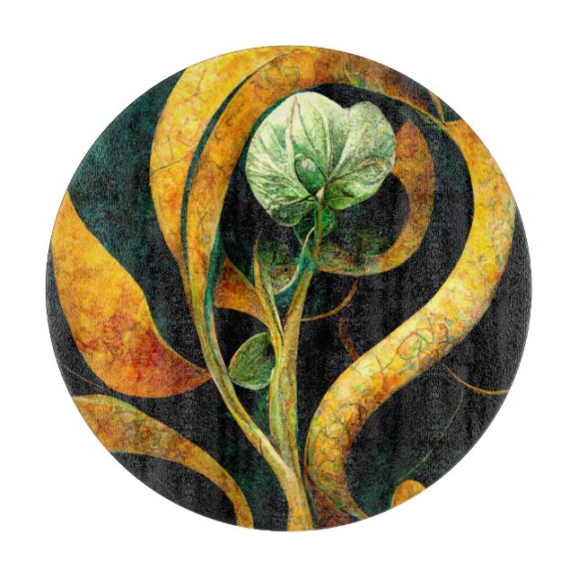 Tabla De Cortar Botanical Orchid Greens & Golds (Anverso)