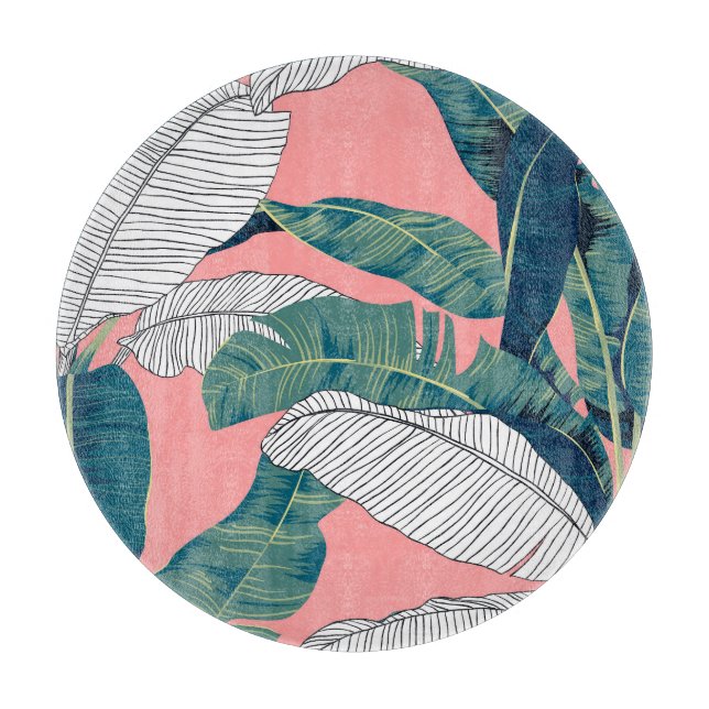 Tabla De Cortar Botánico de plátano: Brillante Red Seamless (Anverso)