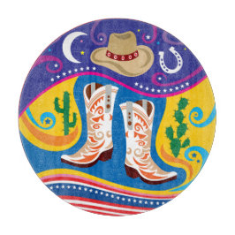 Tabla De Cortar Botas de Vaquero y Estrellas del Desierto
