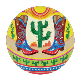 Tabla De Cortar Botas de Vaquero y Sol del Desierto
