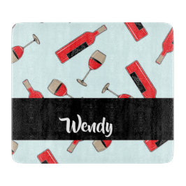 Tabla De Cortar Botellas de vino rojo y patrón de gafas