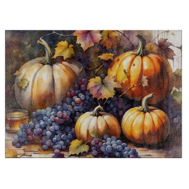 Tabla De Cortar Bounty de otoño, calabazas, miel de uva (Anverso)