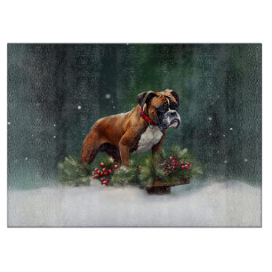Tabla De Cortar Boxeador Navidad nieve invierno