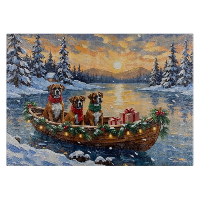 Tabla De Cortar Boxer Christmas Boat Holiday (Anverso)