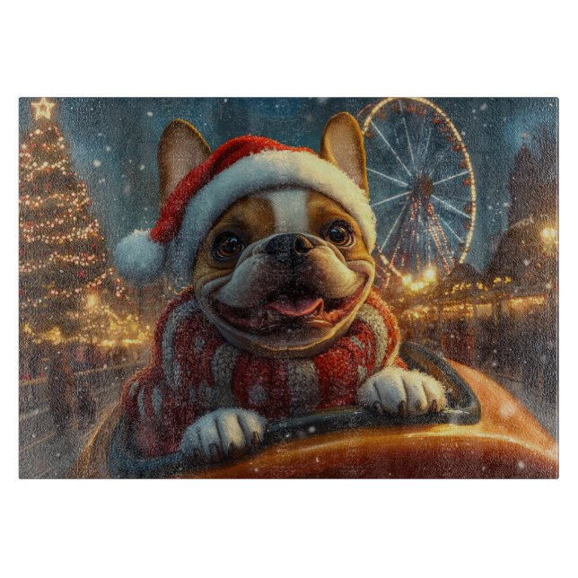Tabla De Cortar Boxer Dog Roller Coaster Navidades (Anverso)