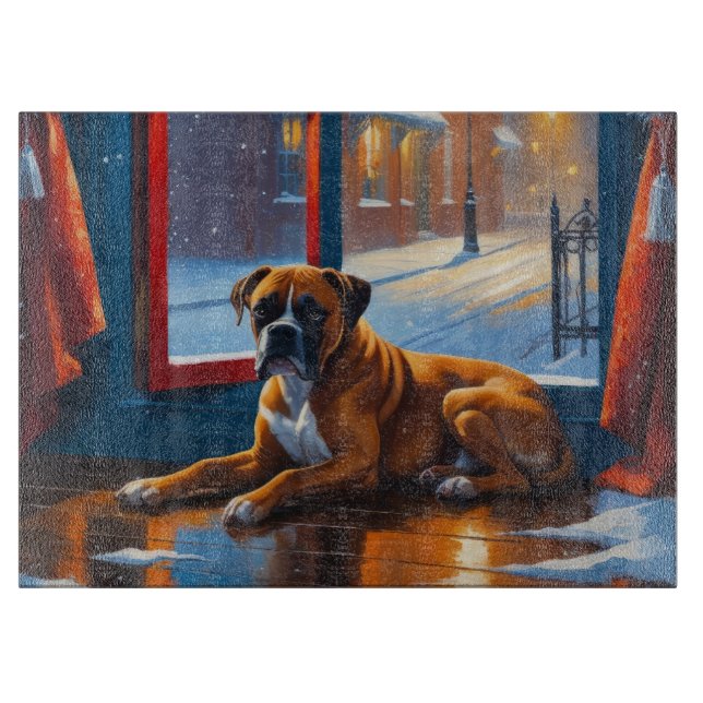 Tabla De Cortar Boxer with Christmas Lights Holiday (Anverso)