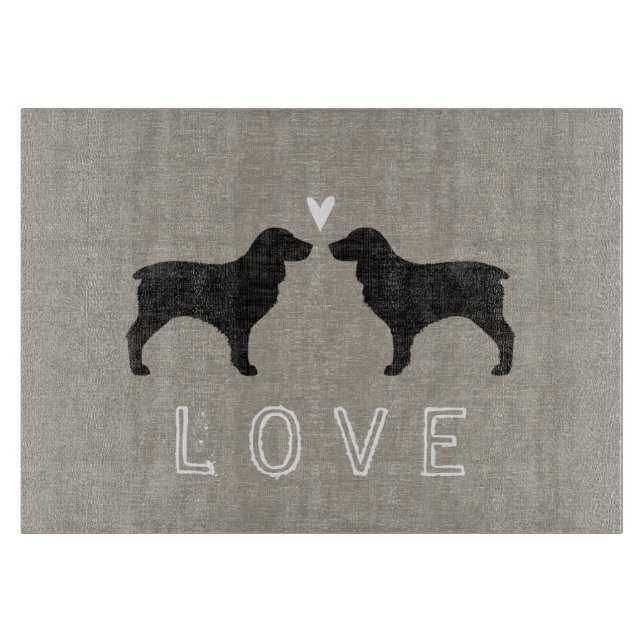 Tabla De Cortar Boykin Spaniel Silhouettes Love (Anverso)