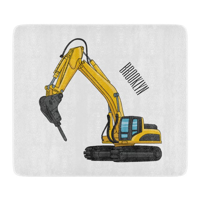 Tabla De Cortar Breaker excavator cartoon illustration (Anverso)