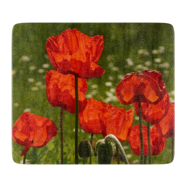 Tabla De Cortar Bright Poppies Close Up Photo (Anverso)