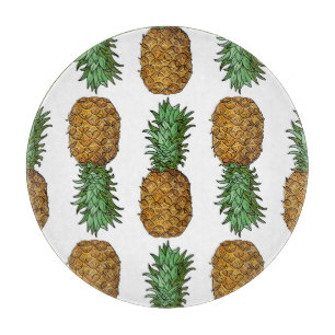 Tabla De Cortar Brillo de piña: Ilustracion tropical de verano