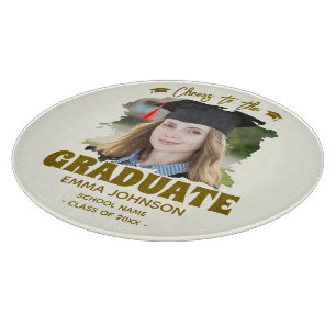 Tabla De Cortar Brindis por el Graduado Foto Personalizada Nombre
